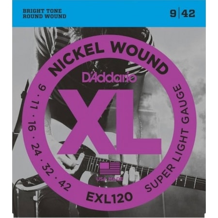 D'addario Exl120 Super Light Elektro Gitar Teli 9-42