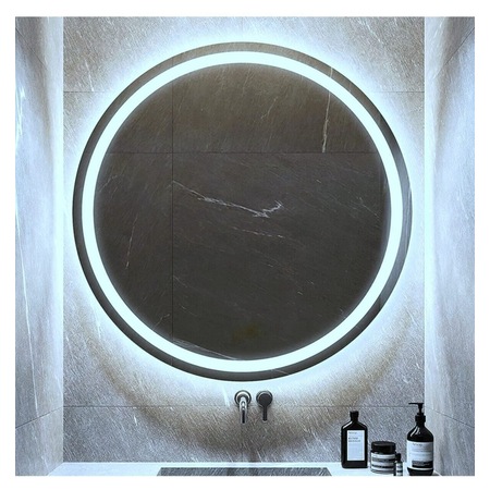 Nuun Dekor 80cm Beyaz Ledli Kumlamalı Banyo Aynası. - Trafolu