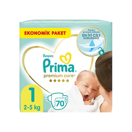 Prima Bebek Bezi Premium Care 1 Numara Yenidoğan Jumbo Paket 70 Adet