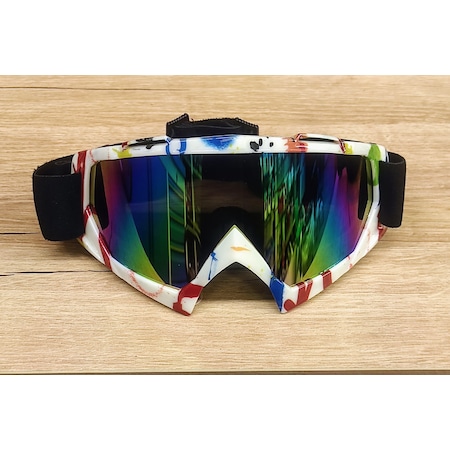Xbyc G2860 Lüx Kross Gözlük Kask Ve Snowboard Kayak Gözlüğü Beyaz Desenli