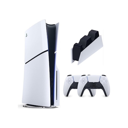 Sony Playstation 5 Slim CD'li Edition + 2 Dualsense Kol + Şarj İstasyonu Oyun Konsolu (İthalatçı Garantili)