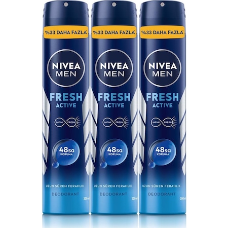 Nivea Men Fresh Active 48 Saat Erkek Sprey Deodorant 3 x 200 ML