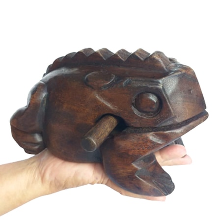 El Yapımı Tayland Geleneksel Kurbağa Sesi Çıkaran Dekoratif Şans Kurbağası 23 CM No:6