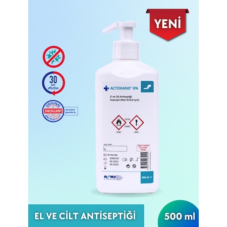 Acto Actohand Ipa El Ve Cilt Antiseptiği İzopropil Alkol %70.6 500 ML