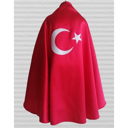 23 Nisan Özel Türk Bayraklı Kırmızı Gösteri Pelerini-PL1454