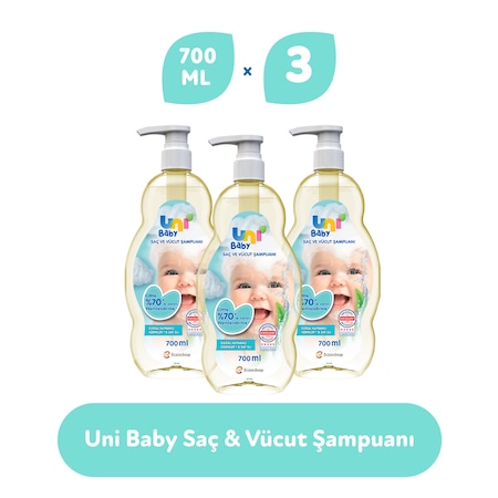 Uni Baby Bebek Saç ve Vücut Şampuanı 3 x 700 ML