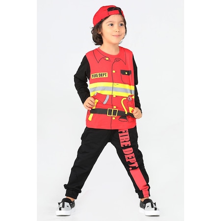 Lupiakids Fire Dept Erkek Çocuk Pantolon Tshirt Alt Üst Takım Lp-22Wın-044