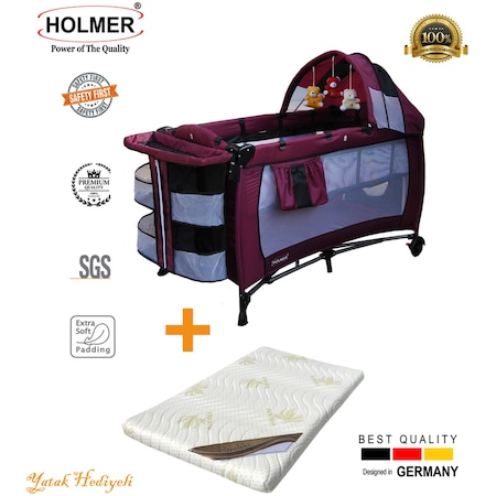Holmer Kids Maxi Comfort Eurostyle Oyun Parkı 60 X 120 Cm Mürdüm+aloevera Yatak