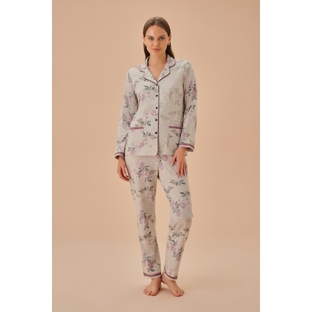 Suwen Carmen Maskülen Pijama Takımı Sh25170660b1350 Bej Melanj