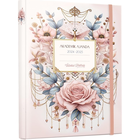 Victoria's Journals Gizli Spiralli Akademik Ajanda 2024-2025 Lastikli 17x23 Cm 100 Gram 192 Sayfa 124-1259