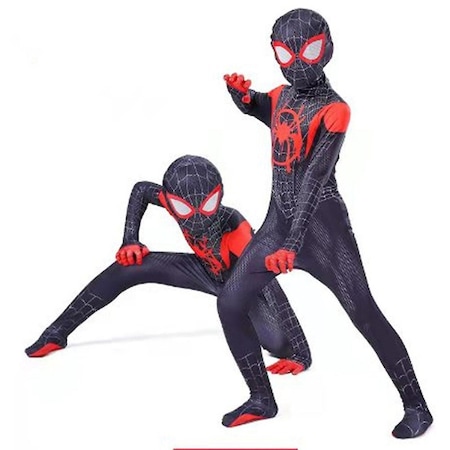 3-12 Yaş Çocuklar Örümcek Adam: Miles Morales Cosplay Kostüm Tulum