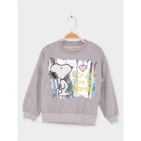 Snoopy Lisanslı Çocuk Sweatshirt 21646-grı-melaj