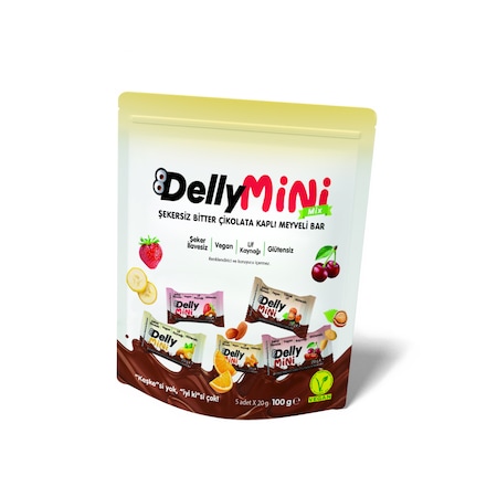 Delly Şekersiz Çikolata Kaplı Bar Mini Mix 5 X 5 X 20 G - 500 G