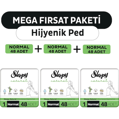 Sleepy Natural Ultra Hassas Normal Hijyenik Ped 3 x 48'li