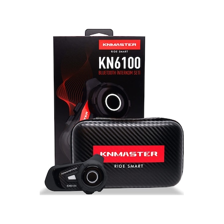 Knmaster KN6100 Motosiklet Kask İnterkom Bluetooth Intercom Kulaklık Seti Karbon - Siyah