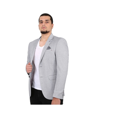 5131 Iki Düğme Tek Yırtmaç Dar Kalıp Büyük Beden Blazer Ceket(372290852)