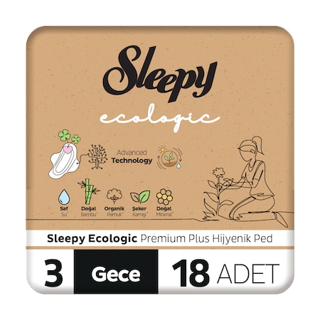 Sleepy Ecologic Premium Plus Hijyenik Ped Gece 18 Adet Ped