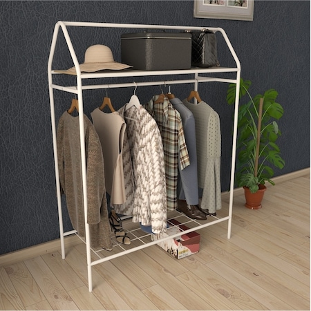 Home Hanger Beyaz Konfeksiyon Askısı Raflı Butik Askı Konsept Askılık