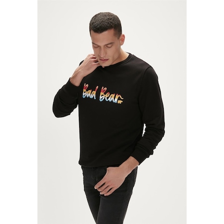 Manuscript Crewneck Siyah Erkek Sweatshirt-siyah