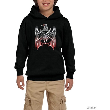 Slayer Metal Eagle Siyah Çocuk Kapşonlu Sweatshirt