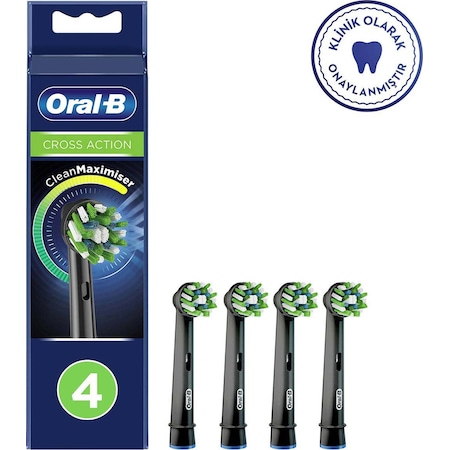 Oral-B Cross Action Clean&Maximiser Şarjlı Diş Fırçası Yedek Başlığı Siyah 4'lü