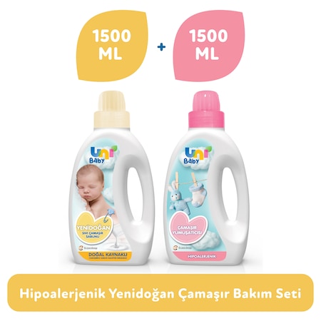Uni Baby Yenidoğan Sıvı Çamaşır Sabunu + Çamaşır Yumuşatıcısı 2 x 1500 ML