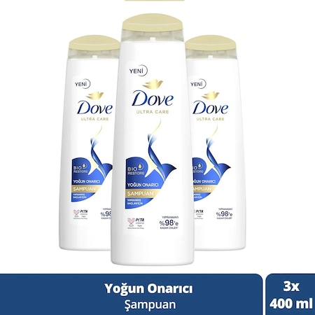 Dove Ultra Care Yıpranmış Saçlar İçin Yoğun Onarıcı Şampuan 3 x 400 ML