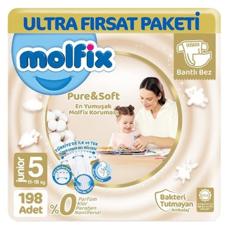 Molfix Pure & Soft Bebek Bezi Junior 5 No 66 lı x 3 Adet
