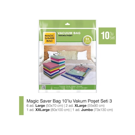 Magic Saver Bag 10'Lu Vakumlu Poşet Seti 3