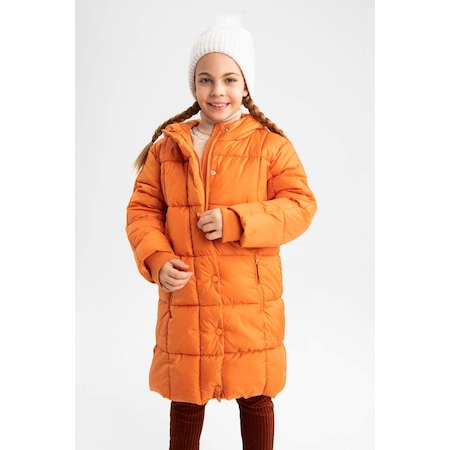 Defacto Kız Çocuk Polar Astarlı Kapüşonlu Uzun Kaban X6512A622AUOG349