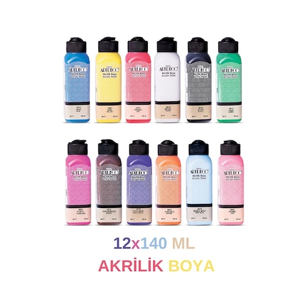 Artdeco 140 ML Ana Renkler Akrilik Boya 12'li Set