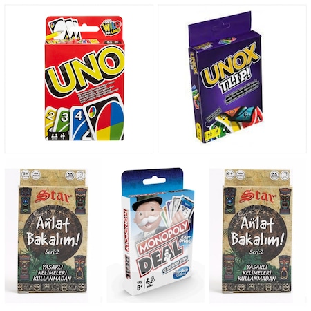 Muhteşem 5 Beşli Set Uno,unox Tlip,monopoly,anlat Bakalım 1 Ve An