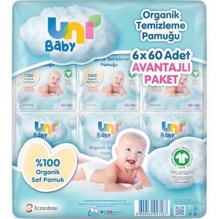 Uni Baby Bebek Temizleme Pamuğu 6 x 60'lı