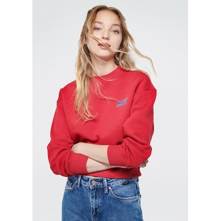 Mavi Mavi Logo Baskılı Kırmızı Crop Sweatshirt 1611601 70936