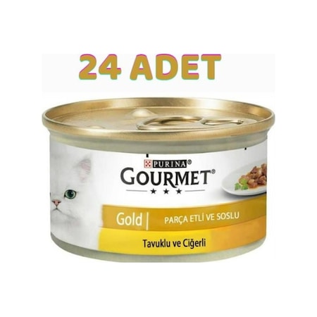 Purina Gourmet Gold Tavuk Ciğer Parça Etli Yetişkin Kedi Konservesi 24 x 85 G