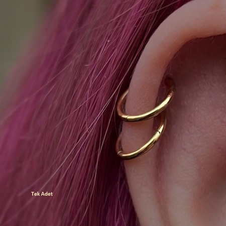 Heppii 10 Mm Gold Cerrahi Çelik Düz Halka Helix Piercing Lob Kıkırdak Ro