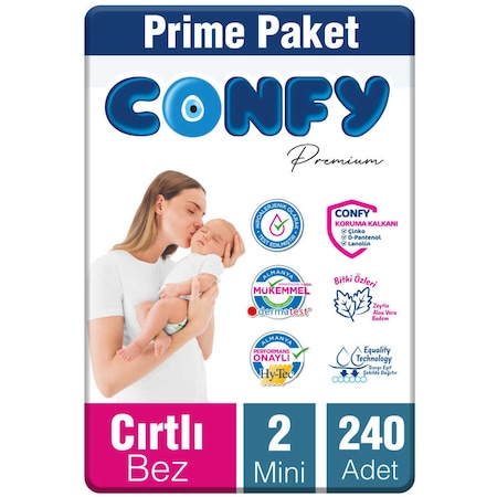 Confy Premium Bebek Bezi 2 Numara Mini 240 Adet