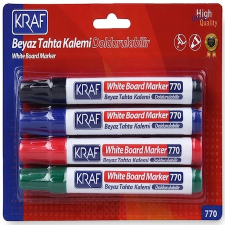 Kraf Beyaz Tahta Kalemi Doldurulabilir 770- 4 4 Lü Set