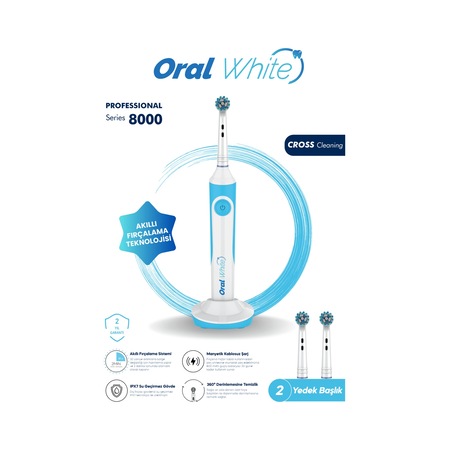 Oral White Professional Series 8000 Şarjlı Diş Fırçası Mavi