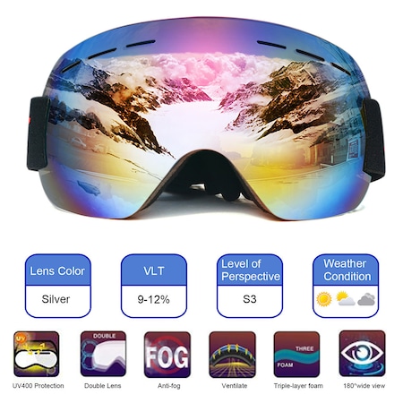 Outdoor Snowboard Kayak Gözlüğü Anti-Sis UV Çift Lens C