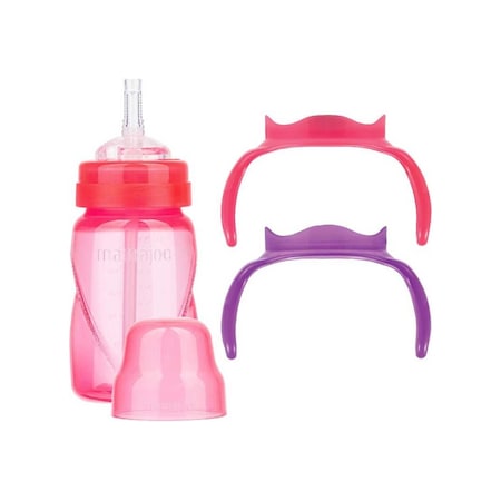 Mamajoo Akıtmaz Antikolik Pipetli Bardak 270 ML / Pembe & Biberon Kulpu 2'li Pembe / Mor