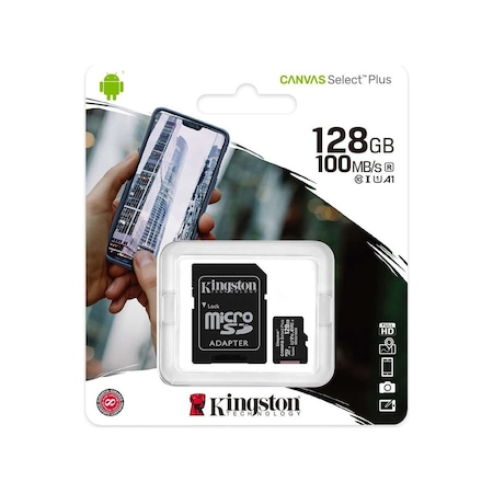 Kingston Canvas Select Plus SDCS2/128GB 128 GB MicroSDXC Class 10 UHS-I Hafıza Kartı + Adaptör