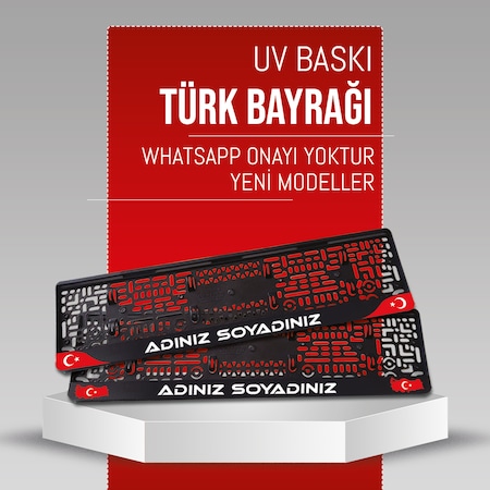 Türk Bayraklı, 2 Adet Premium Uv Baskılı Kişiye Özel Plakalıkhane