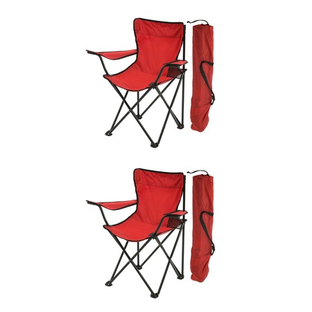 Exent 2'li Rejisör Kamp Sandalyesi Piknik Sandalyesi Katlanır Sandalye Taşıma Çantalı Kırmızı