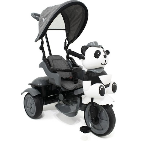 Baby Hope 127 Little Panda Ebeveyn Kontrollü Tenteli Müzikli Tricycle Üç Teker Bisiklet Gri Beyaz 127a