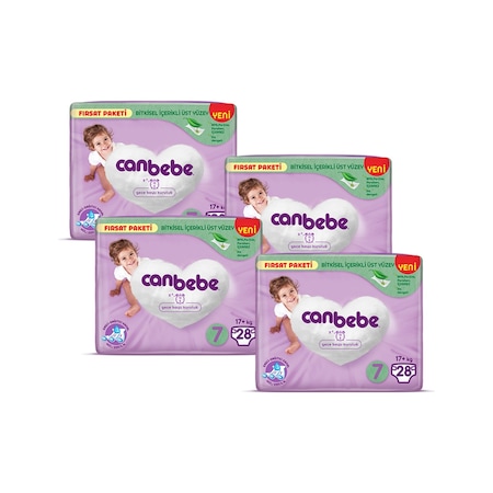 Canbebe Bebek Bezi Fırsat Paketi 7 Beden XXL (17+ Kg) 28 li x 4 Adet