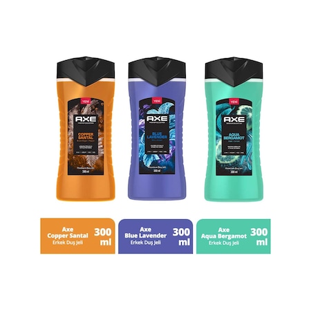 Axe Premium Collection Aqua Bergamot + Blue Lavender + Copper Santal Duş Jeli 3 x 300 ML