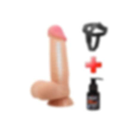 Odins Shop Belden Bağlamalı 21.8 CM Kıkırdak Yapılı Çift Katmanlı Gerçekçi Dildo Penis