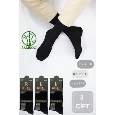 Bambu Erkek Soket Düz Uzun Çorap Klasik Yazlık Dikişsiz 3'lü Set