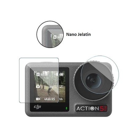 Djı Osmo Action 5 Pro Uyumlu Şeffaf Ekran Koruyucu Nano Jelatin